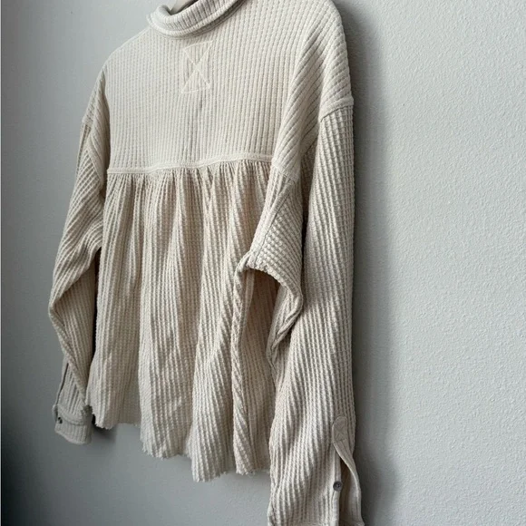 Aerie Waffle Knit Oversized Cropped Shacket Small - Picture 7 of 8